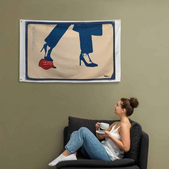 Gary Taxali “Kamala 2024 Anti-MAGA” flag, 24 x 36 inches - artist merchandise by Canadian artist Gary Taxali