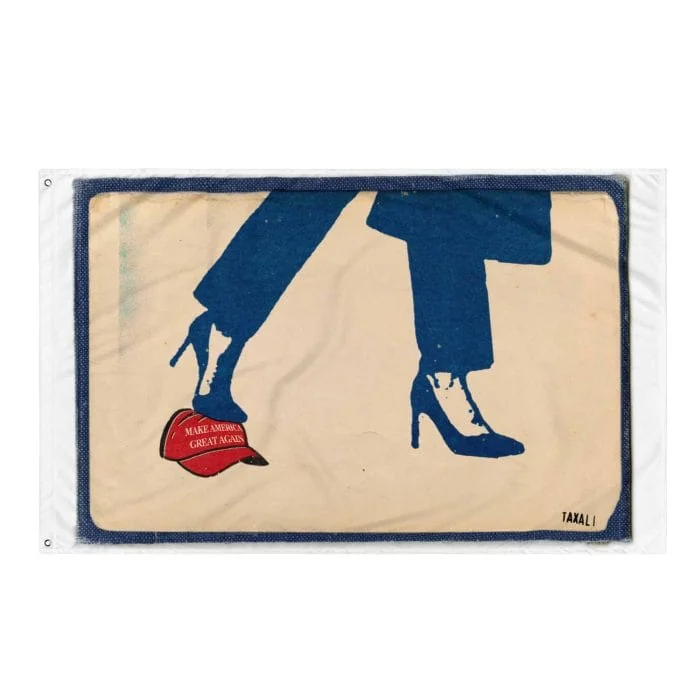 all-over-print-flag-white-front-66d5caa2d8301.jpg Gary Taxali “Kamala 2024 Anti-MAGA” flag, 24 x 36 inches - artist merchandise by Canadian artist Gary Taxali