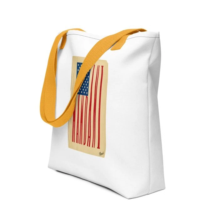 "Mamdani Flag" Tote Bag - artist designed clothing by Gary Taxali