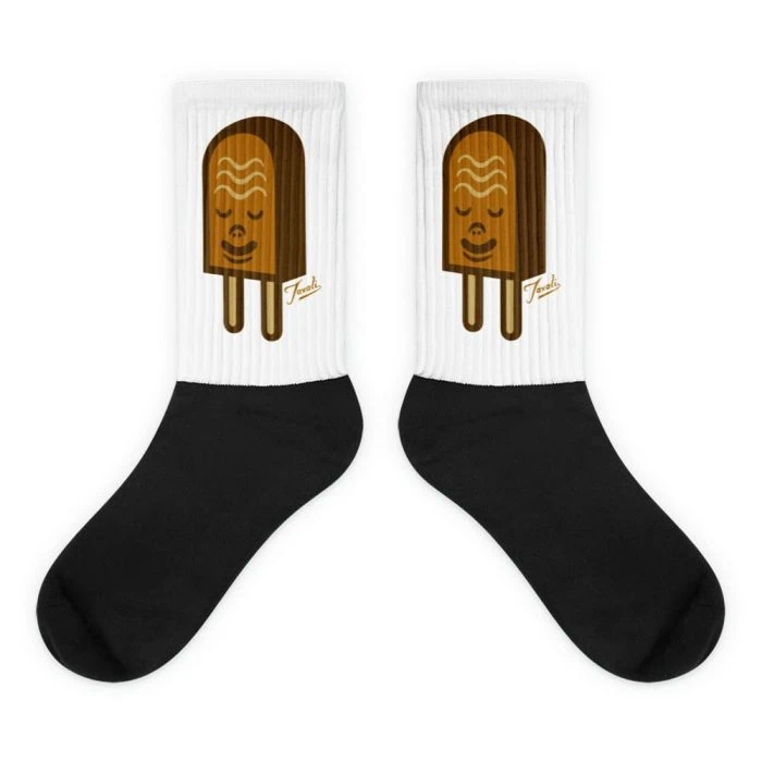 black-foot-sublimated-socks-flat-6508a18d669b3.jpg "DRIP'S Popsicle" Socks - art fashion by Canadian artist Gary Taxali