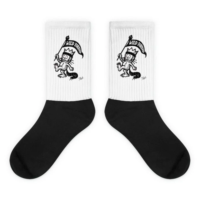 black-foot-sublimated-socks-flat-6536d3910a170.jpg "Wild Forever" Gary Taxali Socks - pop art apparel by Canadian artist Gary Taxali