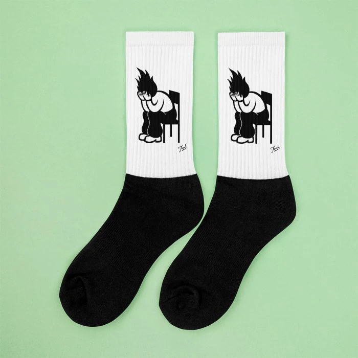 black-foot-sublimated-socks-left-655298c176c21.jpg "Fire Chair" Gary Taxali Socks - pop art apparel by Canadian artist Gary Taxali