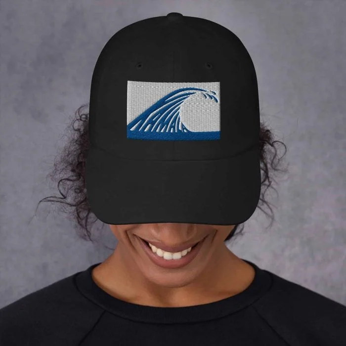 classic-dad-hat-black-front-66d48bf4240f0.jpg Gary Taxali “Wave” cap - pop art apparel by Canadian artist Gary Taxali