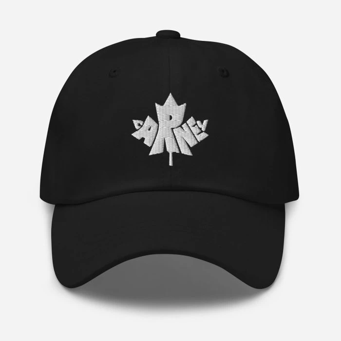 classic-dad-hat-black-front-67d5c6e022383.jpg Gary Taxali “Carney” Dad hat (White Thread) - artist designed clothing by Canadian artist Gary Taxali