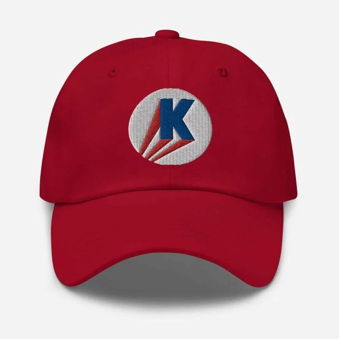 classic-dad-hat-cranberry-front-66cf91f66b411.jpg Gary Taxali "Kamala Super K" cap - artist designed clothing by Canadian artist Gary Taxali