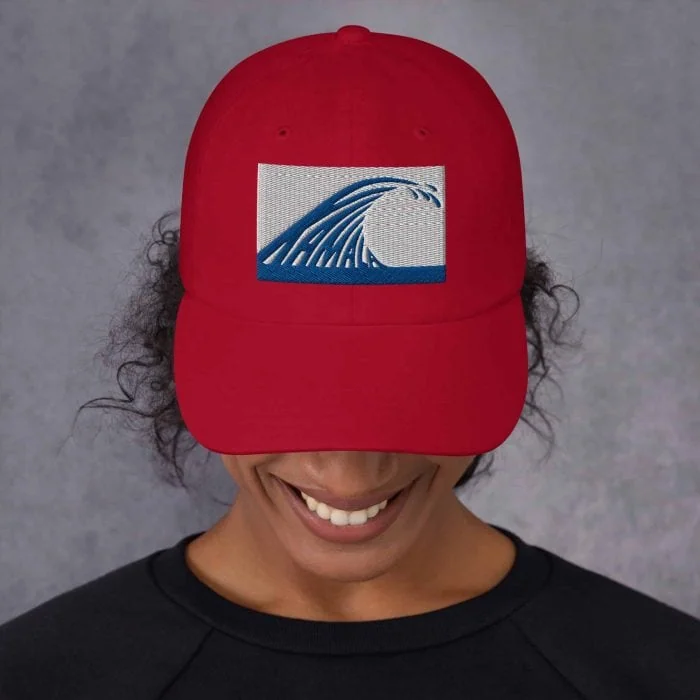 classic-dad-hat-cranberry-front-66d48bf427b3a.jpg Gary Taxali “Wave” cap - pop art apparel by Canadian artist Gary Taxali