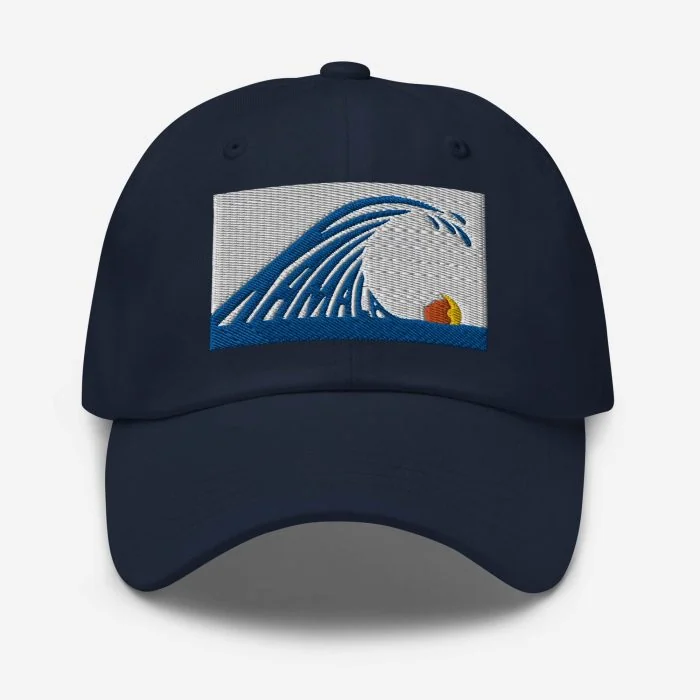 classic-dad-hat-navy-front-66d37c39e95fe.jpg Gary Taxali "Kamala Wave" cap - art fashion by Gary Taxali