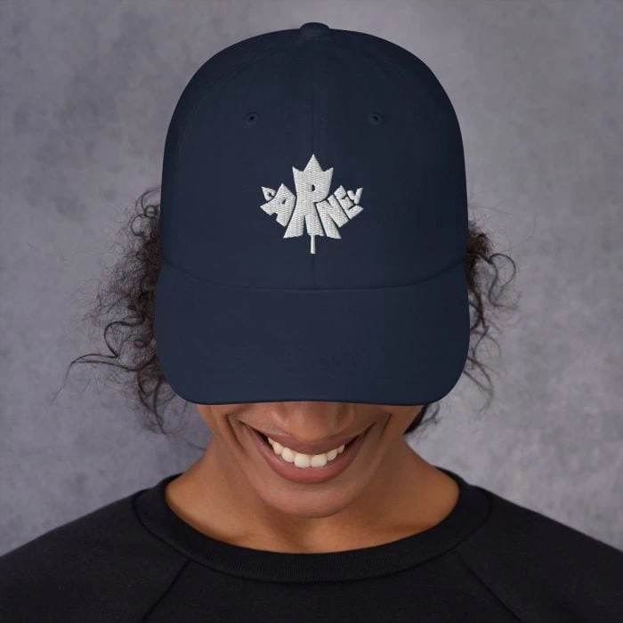 classic-dad-hat-navy-front-67d5c6e0236fb.jpg Gary Taxali “Carney” Dad hat (White Thread) - artist designed clothing by Canadian artist Gary Taxali