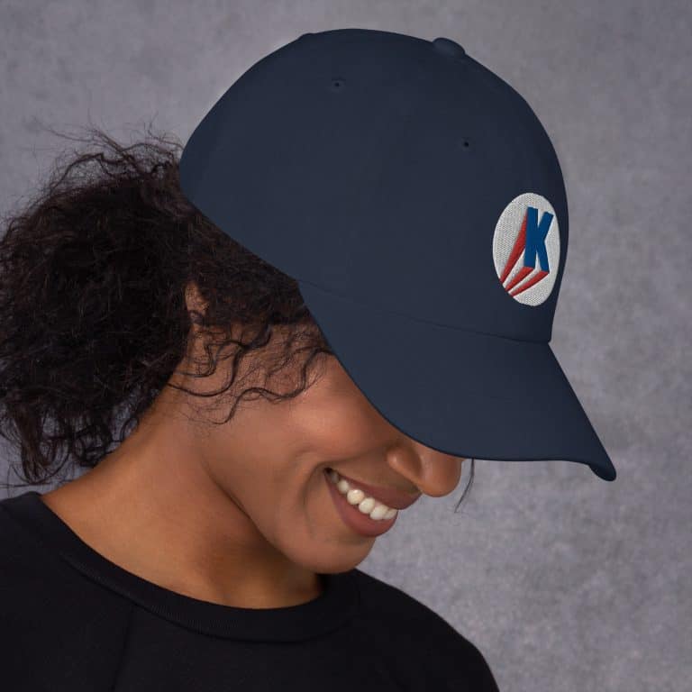 classic-dad-hat-navy-right-side-66cf91f679257.jpg Gary Taxali "Kamala Super K" cap - artist designed clothing by Canadian artist Gary Taxali