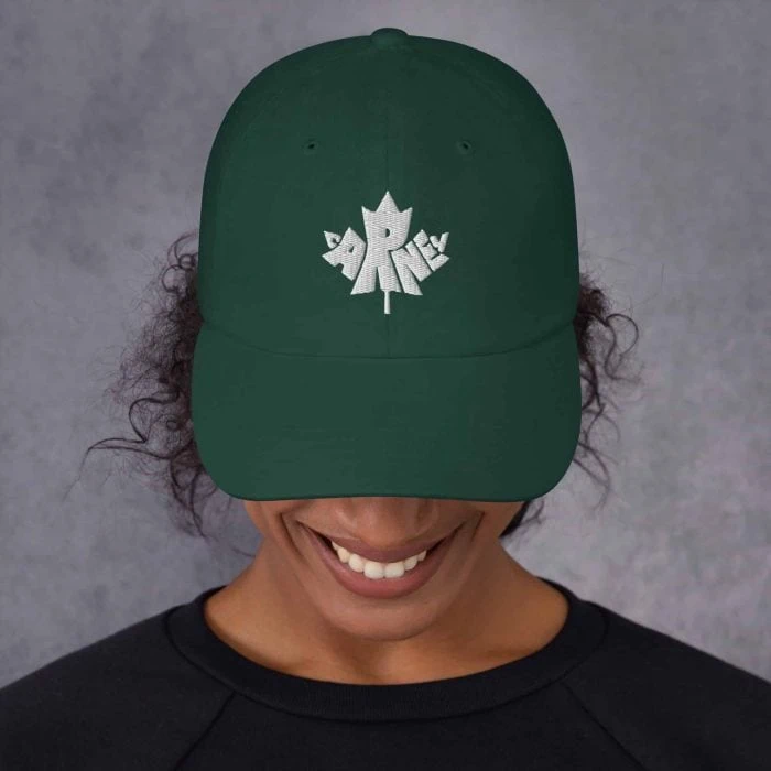 classic-dad-hat-spruce-front-67d5c6e024d52.jpg Gary Taxali “Carney” Dad hat (White Thread) - artist designed clothing by Canadian artist Gary Taxali