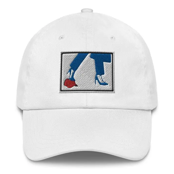 classic-dad-hat-white-front-66d35fc2a1e83.jpg Gary Taxali Anti-MAGA cap – Red, Black, or White - art fashion by Canadian artist Gary Taxali