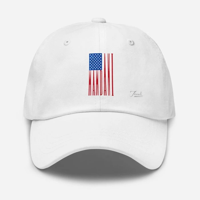"Mamdani Flag" Print Dad Hat - pop art apparel by Canadian artist Gary Taxali