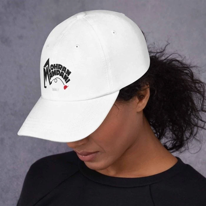 classic-dad-hat-white-left-side-692f4566a20d9.jpg GARY TAXALI “MAMDANI KICKS” DAD HAT - pop art apparel by Canadian artist Gary Taxali