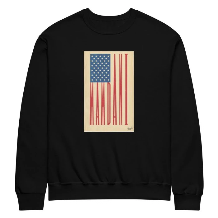 "MAMDANI FLAG" CREW NECK SWEATSHIRT - artist designed clothing by Gary Taxali