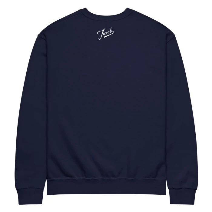 classic-unisex-crew-neck-sweatshirt-j.-navy-back-692f4fdb5866f.jpg "MAMDANI FLAG" CREW NECK SWEATSHIRT - artist designed clothing by Gary Taxali