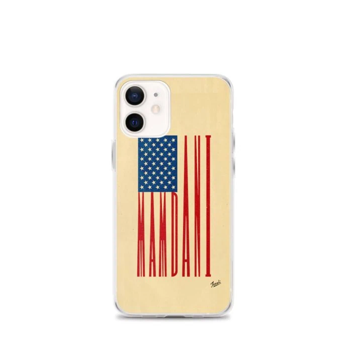 clear-case-for-iphone-iphone-12-mini-case-on-phone-692f4dfa8b332.jpg "MAMDANI FLAG" CLEAR CASE FOR iPHONE - artwork by Gary Taxali