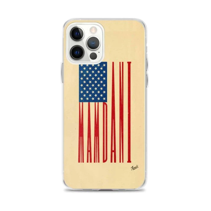 clear-case-for-iphone-iphone-12-pro-max-case-on-phone-692f4dfa8b41c.jpg "MAMDANI FLAG" CLEAR CASE FOR iPHONE - artwork by Gary Taxali