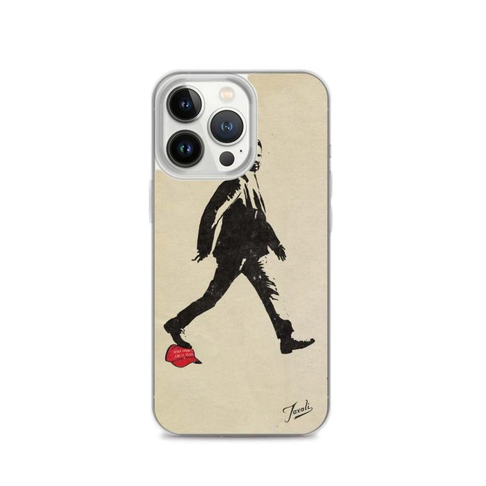 clear-case-for-iphone-iphone-13-pro-case-on-phone-692f428626e0c.jpg "Mamdani" Clear Case for iPhone® - artwork by Canadian artist Gary Taxali