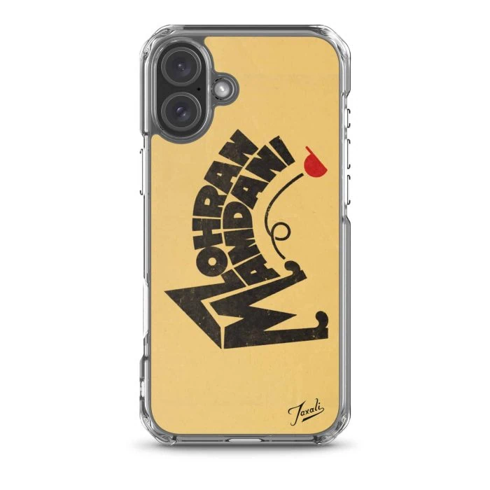 clear-case-for-iphone-iphone-16-plus-case-on-phone-692f4e319ae78.jpg "Mamdani Kicks" Clear Case for iPhone® - artwork by Gary Taxali