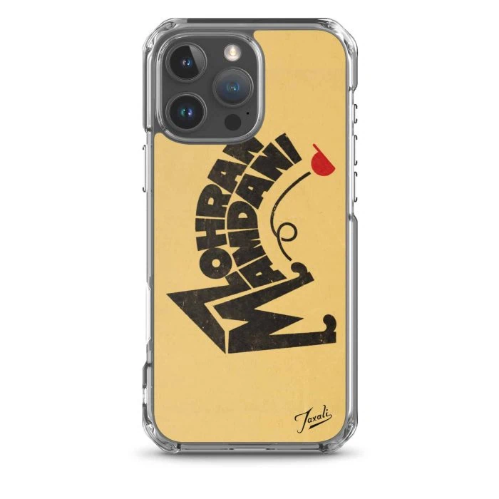 clear-case-for-iphone-iphone-16-pro-max-case-on-phone-692f4e319b019.jpg "Mamdani Kicks" Clear Case for iPhone® - artwork by Gary Taxali