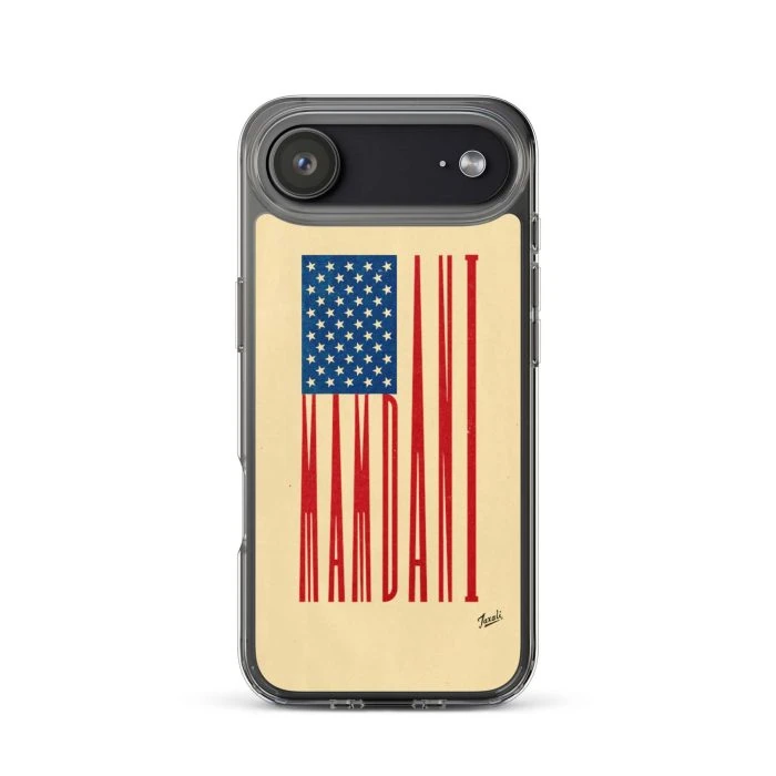 clear-case-for-iphone-iphone-17-air-case-on-phone-692f4dfa8c490.jpg "MAMDANI FLAG" CLEAR CASE FOR iPHONE - artwork by Gary Taxali