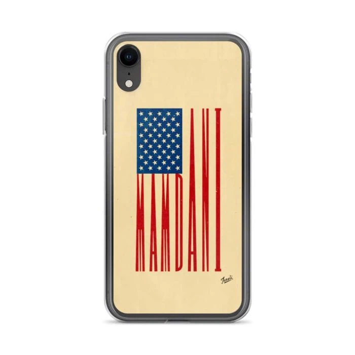 clear-case-for-iphone-iphone-xr-case-on-phone-692f4dfa8c8a8.jpg "MAMDANI FLAG" CLEAR CASE FOR iPHONE - artwork by Gary Taxali