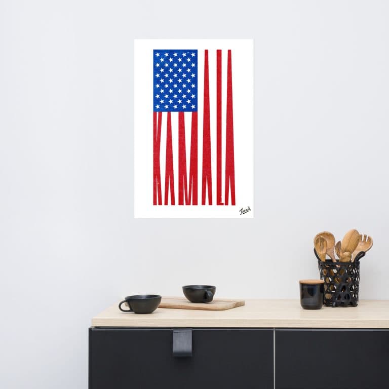 Gary Taxali “Kamala Flag” poster, 20 x 30 inches" Enhanced Matte Paper Poster - pop art gift by Canadian artist Gary Taxali
