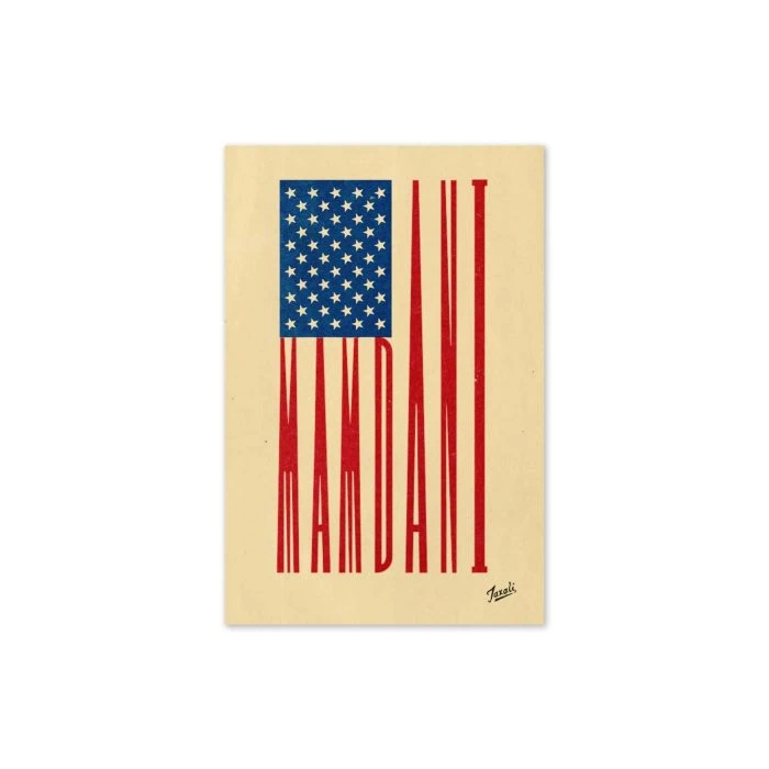 greeting-card-4x6-front-692f53fb3c744.jpg GARY TAXALI “MAMDANI FLAG” GREETING CARD - pop art gift by Canadian artist Gary Taxali