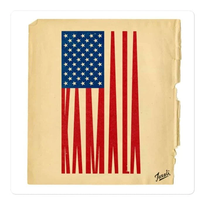 Gary Taxali "Kamala Flag" Bubble-free stickers - art gift by Canadian artist Gary Taxali