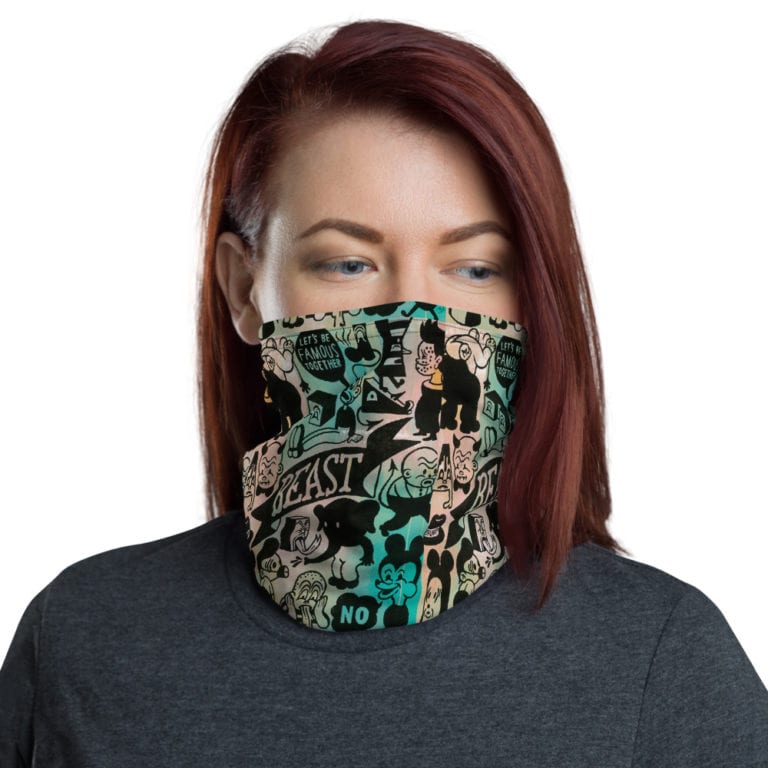 mockup-2c8f683e.jpg Mask/Neck Gaiter "Let's Be Famous Together" - art fashion by Canadian artist Gary Taxali