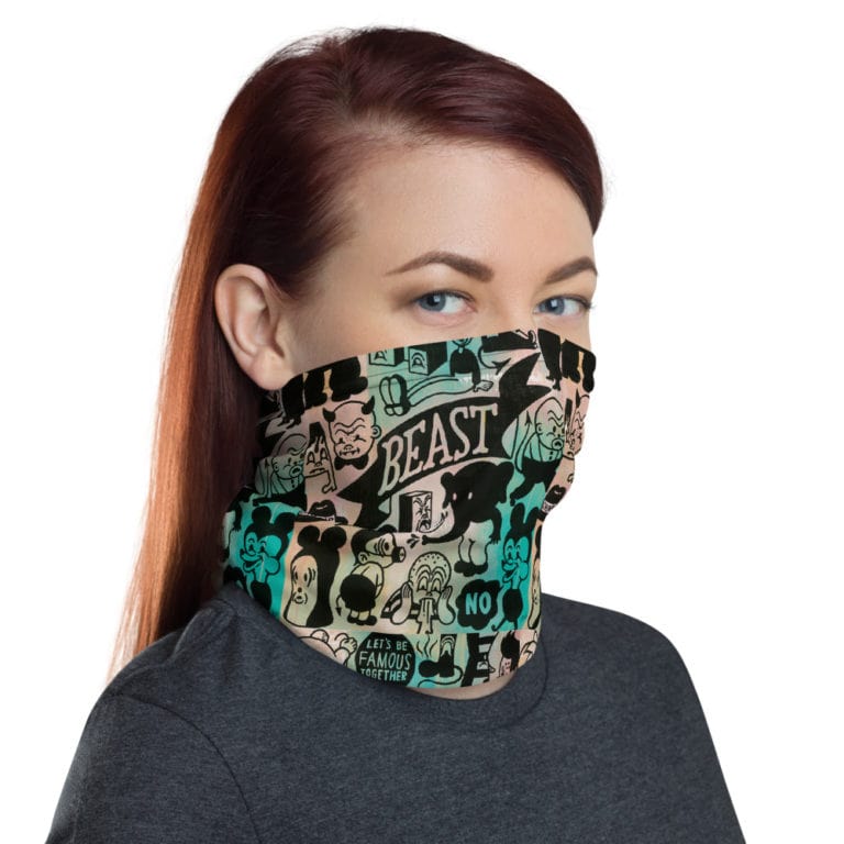 mockup-4222c0b7.jpg Mask/Neck Gaiter "Let's Be Famous Together" - art fashion by Canadian artist Gary Taxali