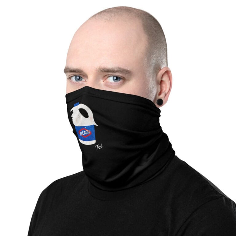 mockup-68e65317.jpg Mask/Neck Gaiter "WARNING: Harmful if Consumed" - artist designed clothing by Gary Taxali