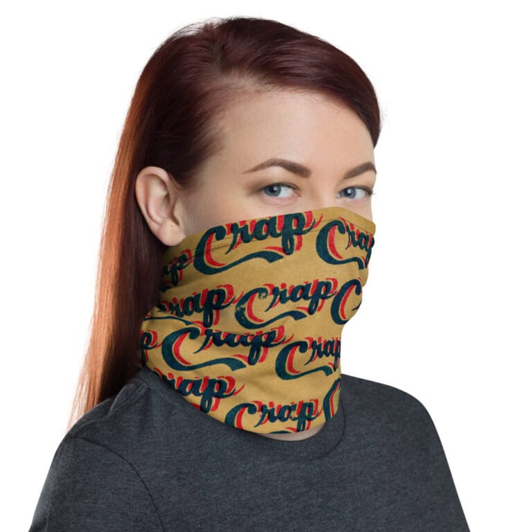 mockup-6efb9acc.jpg Mask/Neck Gaiter "Crap" - pop art apparel by Canadian artist Gary Taxali