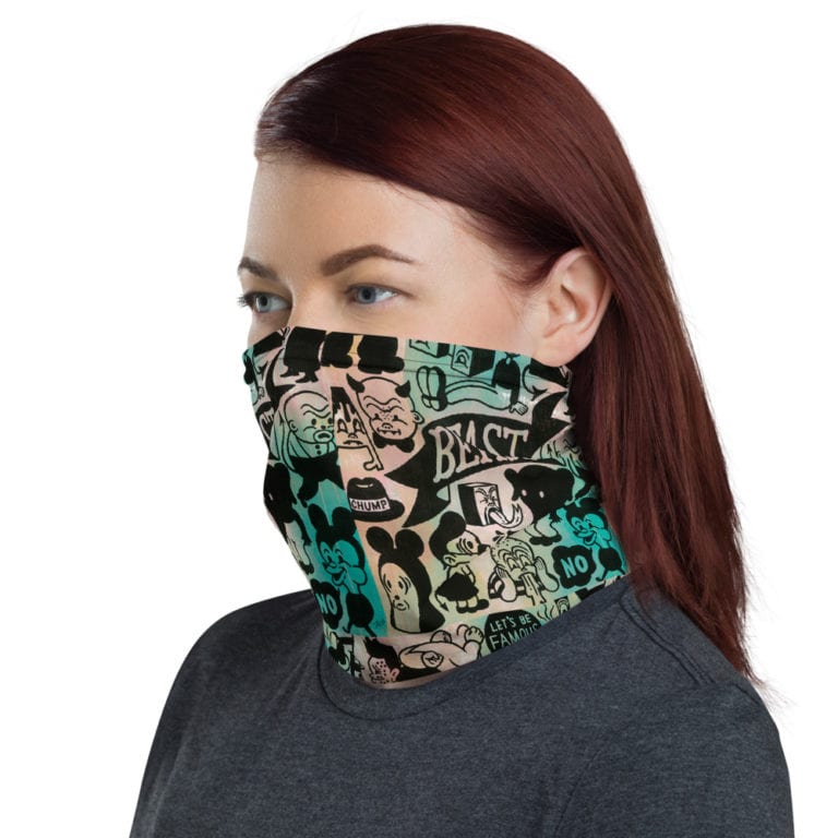 mockup-8f7b9451.jpg Mask/Neck Gaiter "Let's Be Famous Together" - art fashion by Canadian artist Gary Taxali