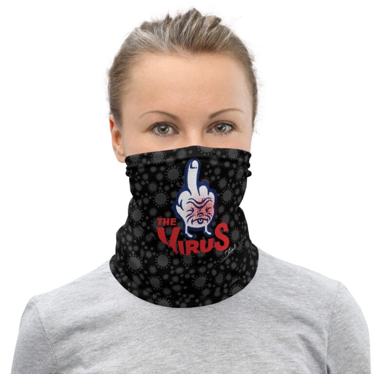 Mask/Neck Gaiter "@#%&*! the Virus" - Black - art fashion by Canadian artist Gary Taxali