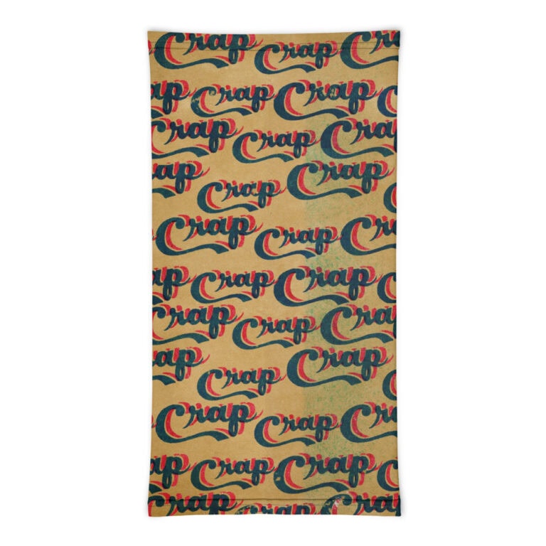 mockup-9d466c2e.jpg Mask/Neck Gaiter "Crap" - pop art apparel by Canadian artist Gary Taxali