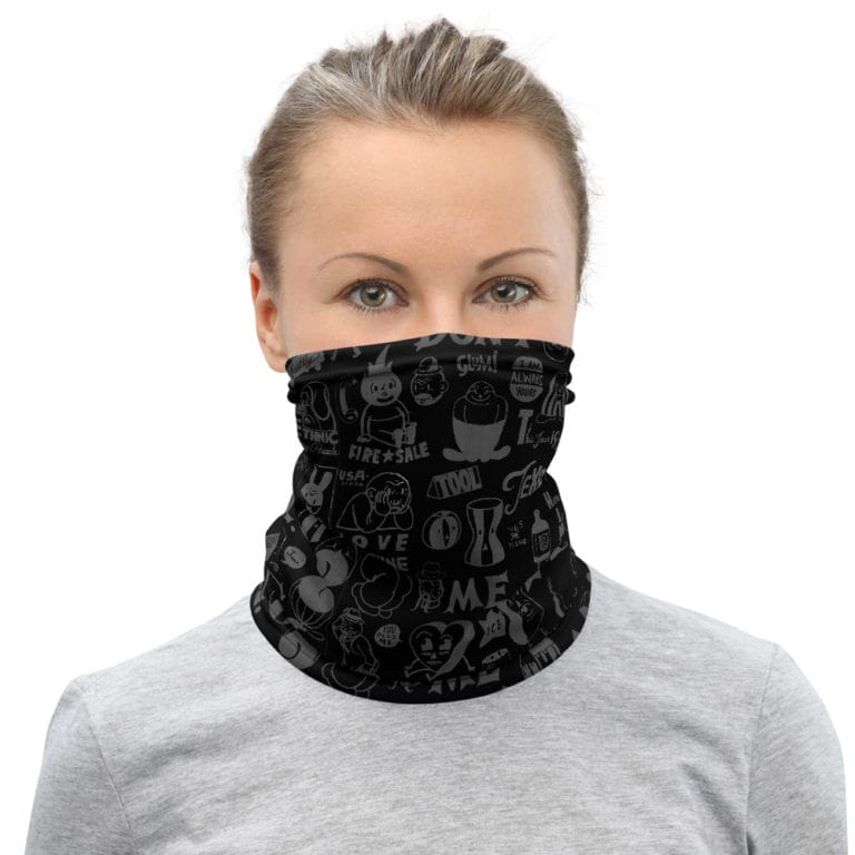 Mask/Neck Gaiter "Don't Let Me Fall" - pop art apparel by Canadian artist Gary Taxali