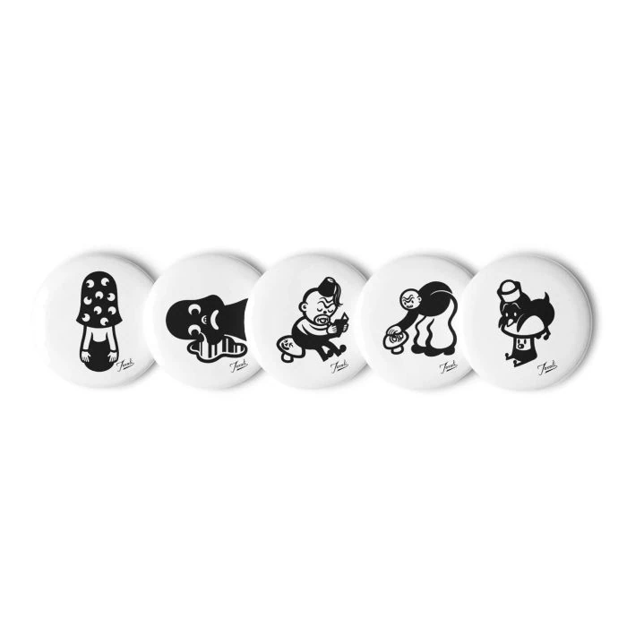 "Mushrooms" Gary Taxali Button Set - artist merchandise by Gary Taxali