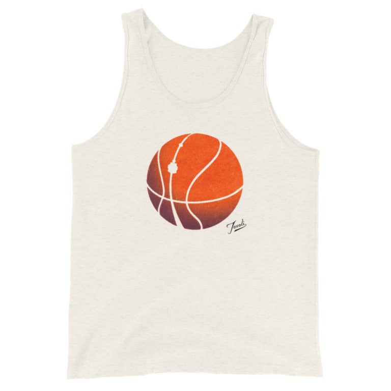 transparentbasketball(sign-black)_mockup_Front_Flat_Oatmeal-Triblend "Toronto Basketball" Tank Top - pop art apparel by Gary Taxali