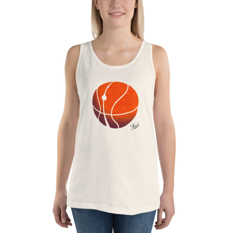 transparentbasketball(sign-black)_mockup_Front_Womens_Oatmeal-Triblend "Toronto Basketball" Tank Top - pop art apparel by Gary Taxali
