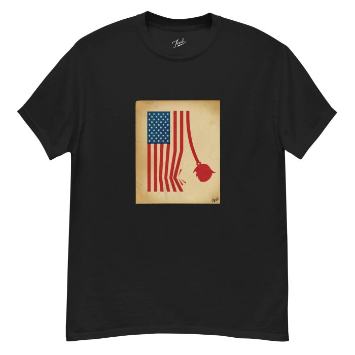 unisex-classic-tee-black-front-67a26d92cc3fa.jpg GARY TAXALI “TRUMP WRECKING BALL” UNISEX CLASSIC T-SHIRT - art fashion by Canadian artist Gary Taxali