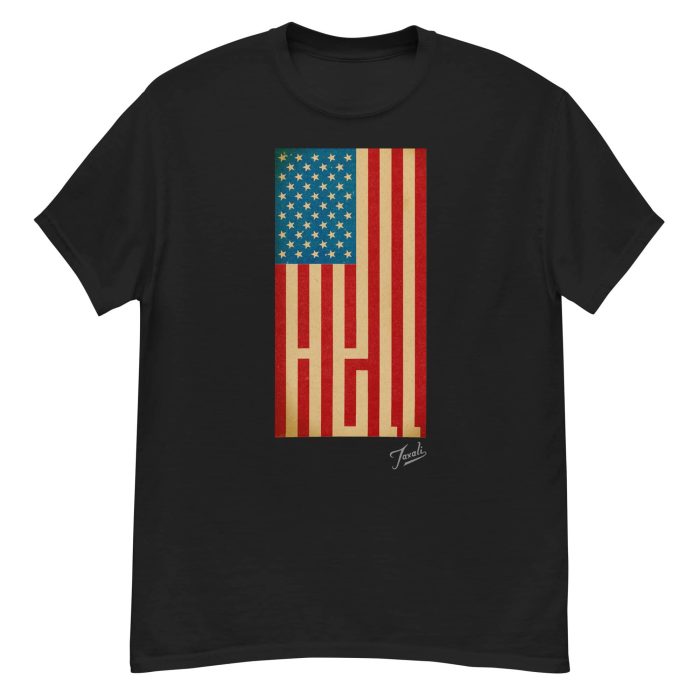 unisex-classic-tee-black-front-67b88df13d8ae.jpg GARY TAXALI “HELL” UNISEX CLASSIC T-SHIRT - pop art apparel by Gary Taxali