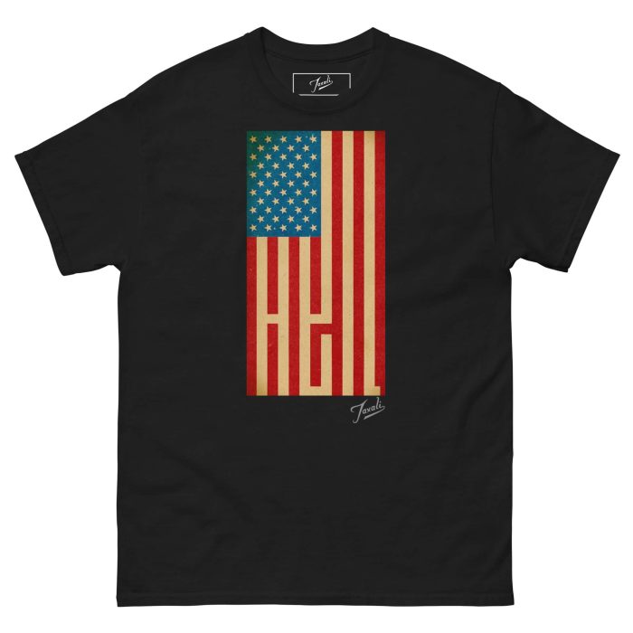 unisex-classic-tee-black-front-67b88fc208475.jpg GARY TAXALI “HEIL” UNISEX CLASSIC T-SHIRT - artist designed clothing by Canadian artist Gary Taxali