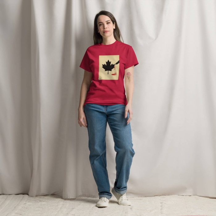 unisex-classic-tee-cardinal-front-67a27d1064b70.jpg GARY TAXALI “DON'T MESS WITH CANADA" UNISEX CLASSIC T-SHIRT - artist designed clothing by Canadian artist Gary Taxali