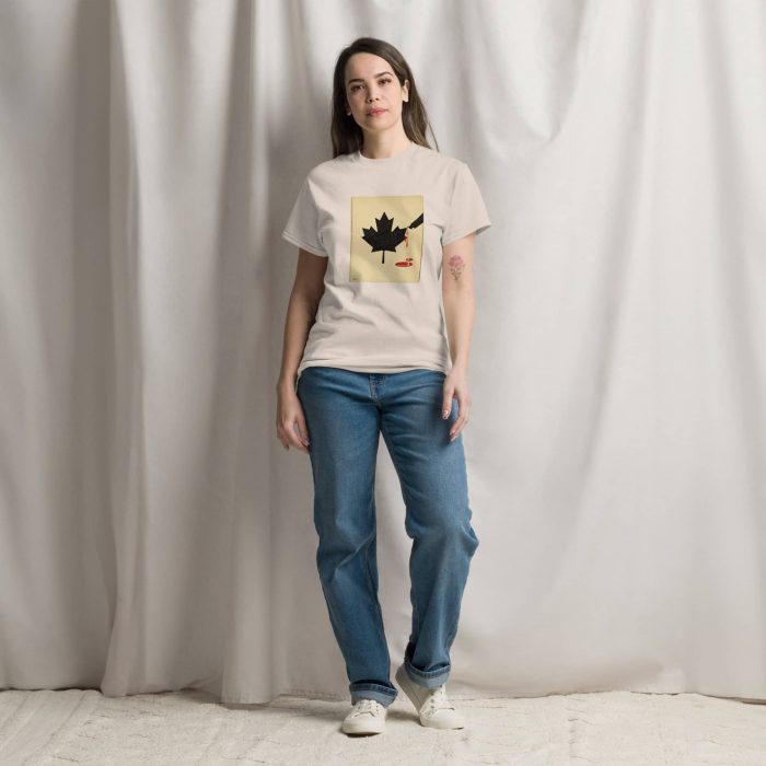 unisex-classic-tee-natural-front-67a27d1068a28.jpg GARY TAXALI “DON'T MESS WITH CANADA" UNISEX CLASSIC T-SHIRT - artist designed clothing by Canadian artist Gary Taxali