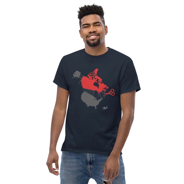 unisex-classic-tee-navy-front-2-67f32cfd29094.jpg GARY TAXALI “CUTTING TIES” UNISEX CLASSIC T-SHIRT - art fashion by Gary Taxali