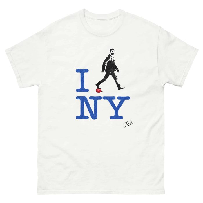 unisex-classic-tee-white-front-690f74eaed841.jpg GARY TAXALI “ZOHRAN MAMDANI – I HEART NY” UNISEX CLASSIC T-SHIRT - art fashion by Canadian artist Gary Taxali