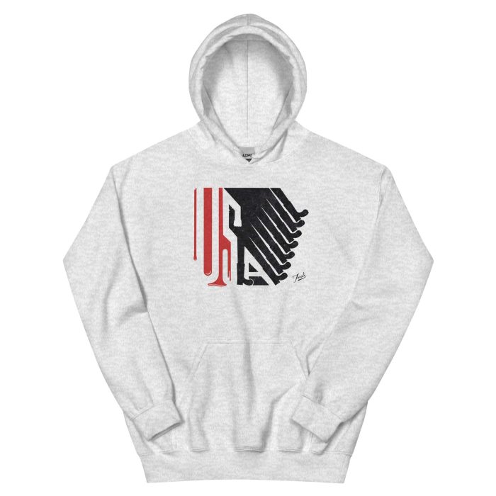 unisex-heavy-blend-hoodie-ash-front-6961476b08e54.jpg GARY TAXALI "ALL LOUD ON THE WESTERN FRONT" Unisex Hoodie - artist designed clothing by Canadian artist Gary Taxali