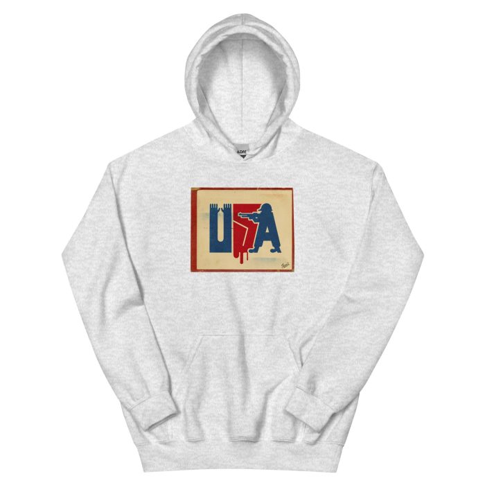unisex-heavy-blend-hoodie-ash-front-6976b1332b51a.jpg GARY TAXALI "STICK UP" UNISEX HOODIE - artist designed clothing by Gary Taxali