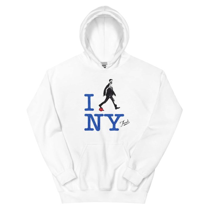 unisex-heavy-blend-hoodie-white-front-690f954f1d397.jpg GARY TAXALI “ZOHRAN MAMDANI - I HEART NY” UNISEX HOODIE - LIGHT COLOURS - pop art apparel by Canadian artist Gary Taxali